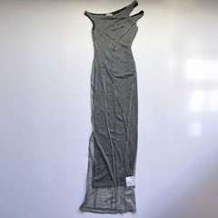 ASOS Silver Mesh Asymmetrical Collar Maxi Dress