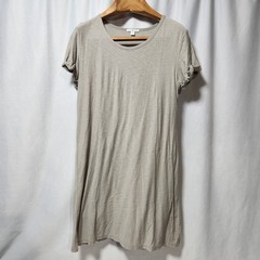 James Perse Standard Taupe Cotton Modal Slub T-Shirt Dress Size 3 Rolled Sleeve