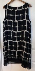 Max Studio 1X Black White Geometric Dress Sleeveless Shift Tunic Flowy $128