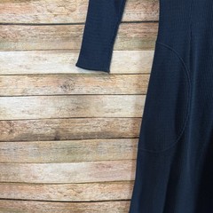Free People Beach Navy Blue Waffle Open Ruched Back Tie Back Dress Size Medium