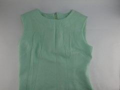 Vintage Mint Green Textured Handmade Look Shift Dress Sleeveless Mod MCM Sz M L