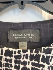 Black Label By Evan Picone Dress Black & White Cap Sleeves Fit & Flare NEW Sz 6
