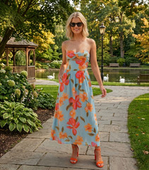ZARA 2026 MULTICOLORED FLORAL POPLIN MIDI DRESS sz L 2784/316