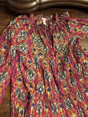 Vibrant Emamo made in Italy embellished Pink Ikat Print Maxi Dress