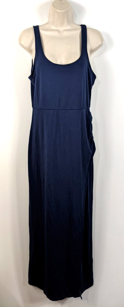 Z Supply Women&rsquo;s Pullover Slit Leg Midi Dress Sz Med Blue Rayon/Spandex Stretch