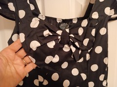 NWT Hearts & Roses RETRO 40s 50s dress black white dot fit&flare stretch 16