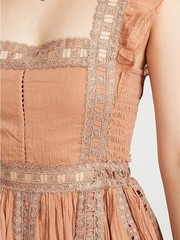 Peach Lace-Panel Mini Dress