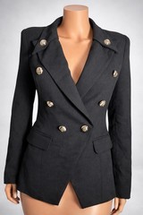 Blithe LA NWT Jacket with Gold Buttons in Black with Shoulder Pads Size Small.
