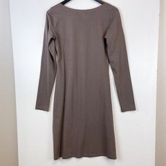 Crea Concept Size 36 (Small US) Brown Cotton Stretch Basic LS Dress Knee Length