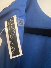 Julian Taylor Tiered Cotton Midi Dress 16 Caribbean Blue Summer Stretch NEW NWT