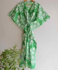Indian Vintage 100% Cotton Long Beach Maxi Kaftan Dress One Size Caftan Kimono