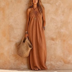 2026 summer casual sleeveless dress for women&rsquo;s vacation straight tube skirt