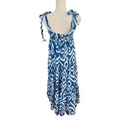 Honorine Marguerite tiered blue and white ikat cotton-gauze maxi dress L