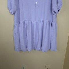Beeson River Short Sleeve Collared Drop Waist Bubble Hem Mini Dress Lavender XL