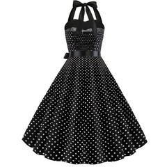 Vintage Women 1950s Rockabilly Swing Dress Pinup 50s Retro Hepburn Style Large