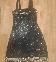 Azwell Black and Silver Sequin Beaded Dress Sz Sm
