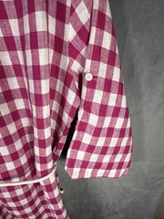 Karen Kane Size XL Linen Pink & White Check Button-Up Rope Belt Shirt Dress