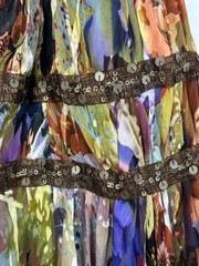 Vintage Cassandra Stone Size12 Inspired Halter Dress Midi Multicolor Silk Blend