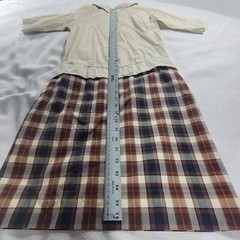 Vintage 60s Mod Geometric Plaid Collared Dress Small Retro Orange Blue Tan