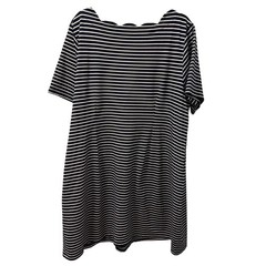 Croft and Barrow Navy Blue/White Striped Shift Dress Soft Rayon Blend Sz 2X