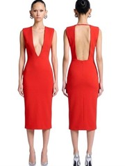 SOLACE LONDON Grace Plunging V-neck Midi Pencil Dress – Size 2