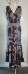 Stunning Principles Mauve Blue Beige Tie Waist Silk Fishtail Midi Dress Size 12