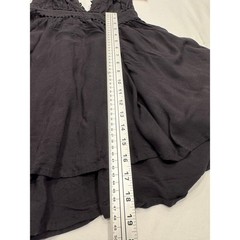 Pom Pom Trim Halter Backless Cover Up Mini Dress Sz. S Black Strappy Boho Summer