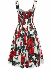 DOLCE & GABBANA Pop Rosa Print Rossa Bustier Poplin Midi Dress Size IT 36 US 0