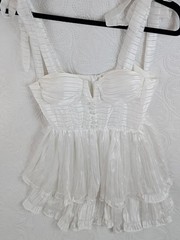 NWOT White Shimmer Tiered Ruffle Mini Dress | Size S | Boutique Style