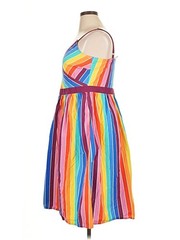 Modcloth Harkel Colorful Rainbow Stripe Pride Swing Dress UK 18 US 14