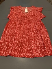 NWT Women&rsquo;s Size 3XL (Fits Like a 1X) Red & White Floral Dress by Floerns