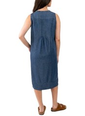 Coldwater Creek Pintuck Tencel Midi Denim Dress Sleeveless Indigo Blue Women&rsquo;s