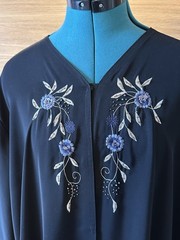 Women Dubai Black Abaya Formal Wear Embroidered Front Button Closure USA Seller