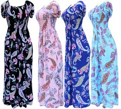 Women&rsquo;s Paisley Smocked Summer Sundress Long Dress