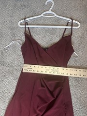 Lulus Women’s Solid V-Neck Spaghetti Strap Maxi Slip Dress, Burgundy, L