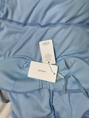 LINLAN Blue Ruched Mesh Bodycon Bustier Dress L 95% Polyester Sweetheart Neck