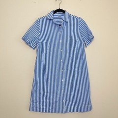 NWTOld Navy White & Blue Button Collared Striped Mini Shirt Dress Women&rsquo;s Sz XS
