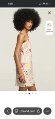 Lucky Brand S Small Run Big Linen Conversational Print Mini Slip Mini Dress