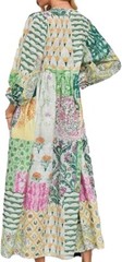 Women Boho Floral Printed Long Dress Summer Lantern Half Sleeve Beach Flowy Loos