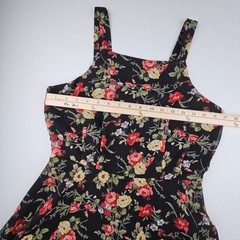 Forever 21 Floral Fit & Flare Mini Dress Black Rose Skater Whimsigoth L