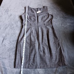 Simple Gray Sleeveless V-Neck Chambray Dress, Maurices Sz 14, Academia, Office