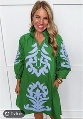 Womens Jodifl green shift dress, size medium, EUC