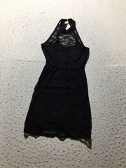 Wet Seal Bodycon Dress Womens M Medium Black Halter Lace Overlay Open Back