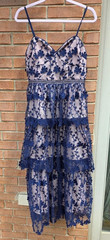 Endless Rose Crochet Layered Dress Women&rsquo;s Size S Navy Blue