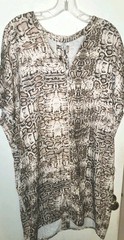 NWT~ HALSTON Brwn/Beige/Blk Animal snake Print Shift Dress V-NeckShortSleeve S/P