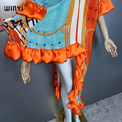 Orange Retro Dress Vintage Style Dress Boho High Low Dress Ruffle Maxi Dress