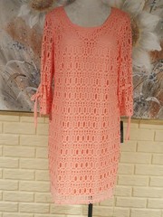 NWT R&K SZ 16 LIGHT CORAL ROUND NECK LINED BACK ZIP LACE SLEEVES WITH LOWER TIE