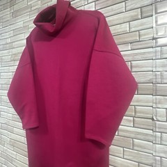 womens M dress Emotions wool dress Dark Pink straight highneck pullover vintage