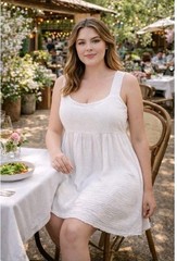Natural Life Tricia White Cotton Gauze Babydoll Dress Sz M