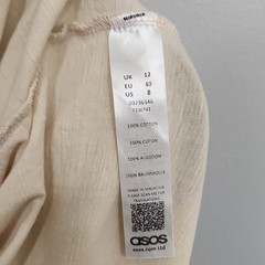ASOS DESIGN Cream Cotton Babydoll Sundress Ruffle Trim Cami Size 12 M